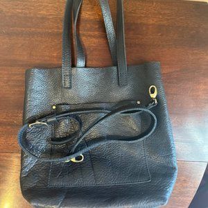 Portland Leather Goods Black Pebbled Leather Crossbody Classic Tote